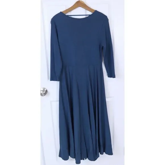 Soft Surroundings Maxi Dress Women's Ruffle Hem Scoop Neck Teal Blue Size Small - Picture 7 of 8